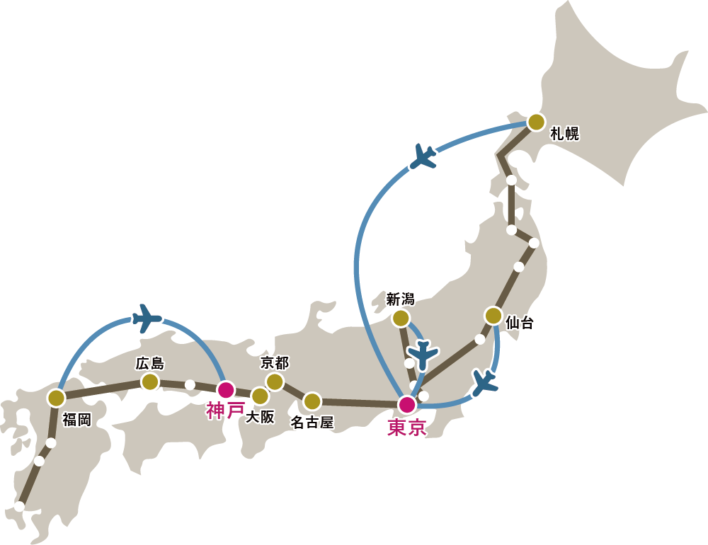 日本全国各地からフォーシーズンズ美容皮膚科クリニックまでの地図